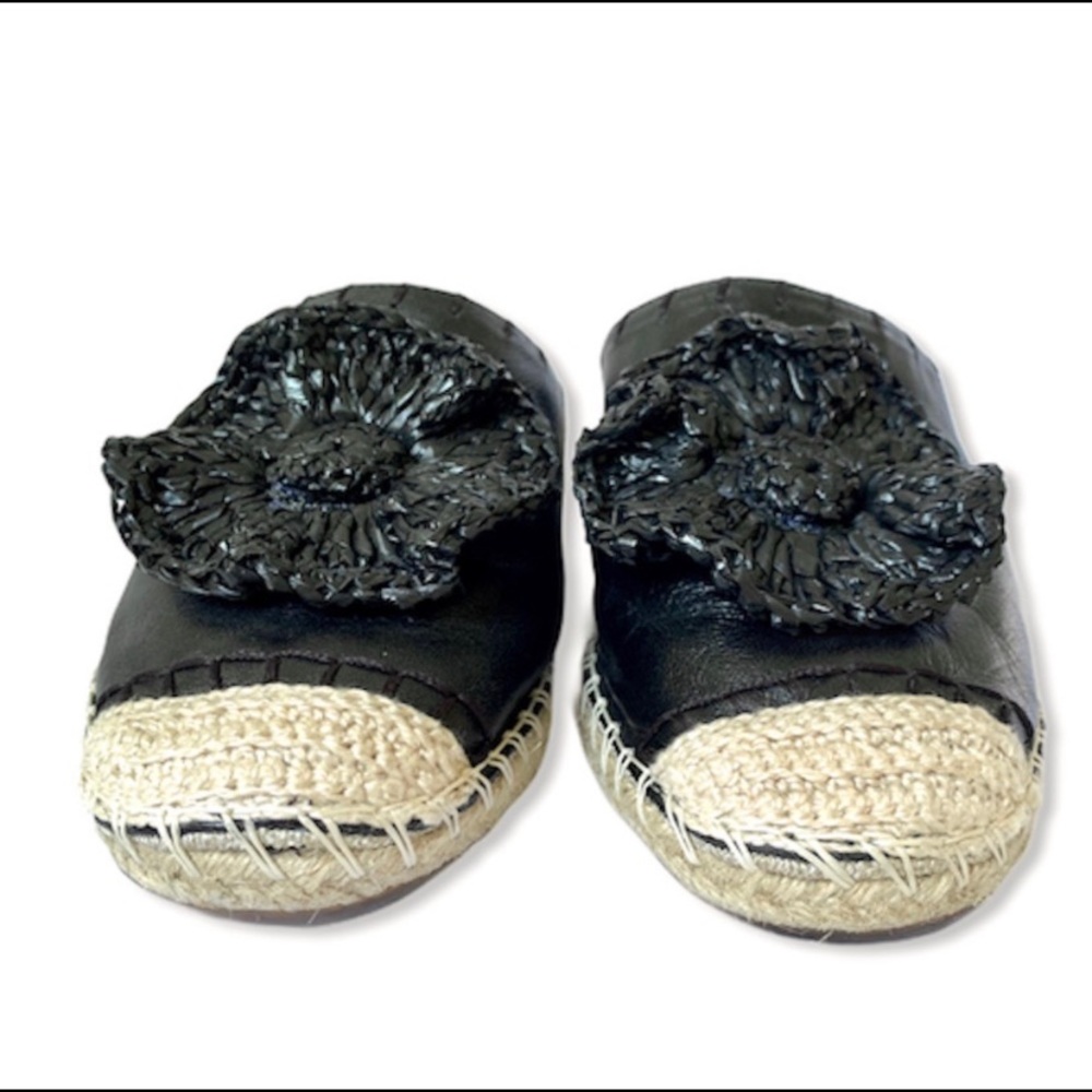 Schutz New Flat Espadrille Mules with Flower 8.5